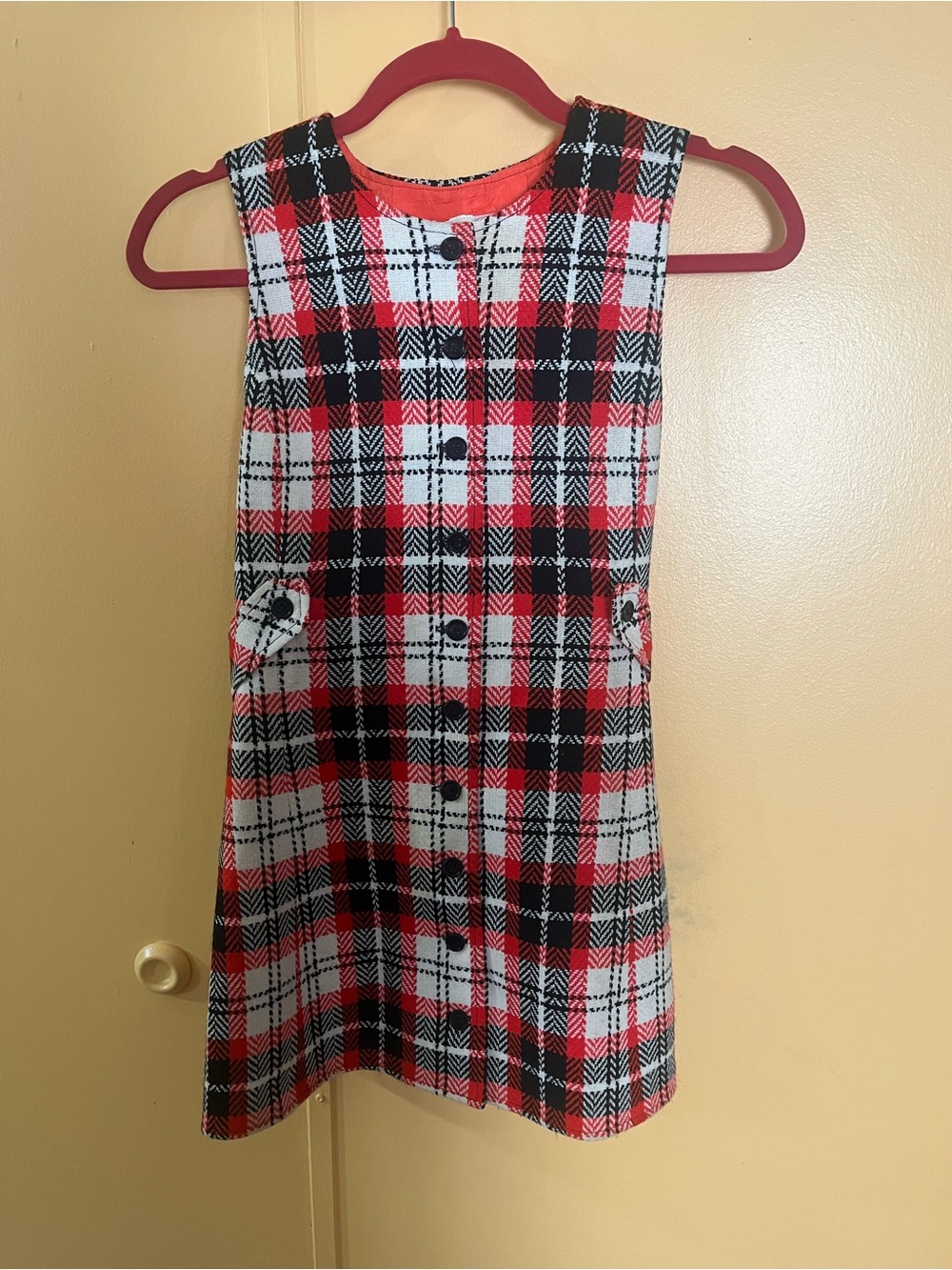 Vintage 1960s-70s Bobbie Brooks Tartan Plaid A-line Mod Style Mini Dress Size 7
